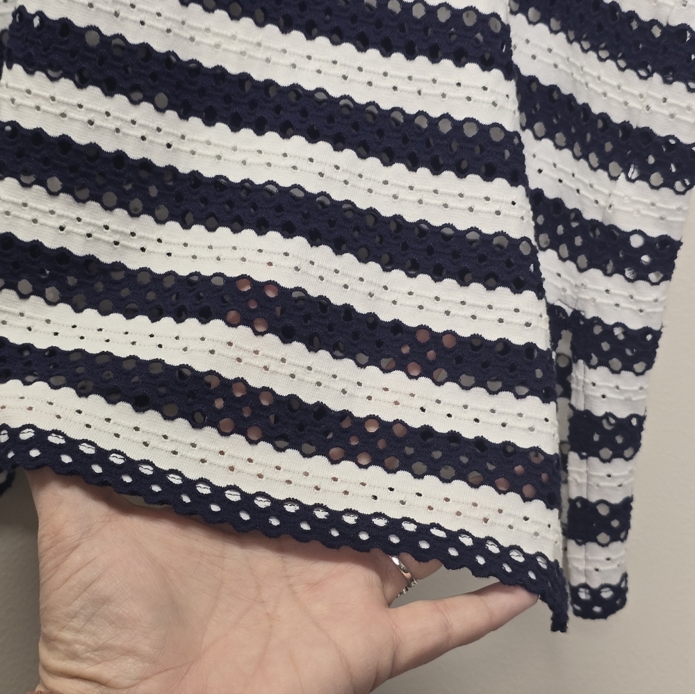 Karen Kane Nautical Striped Top Size S M Dolman Sleeve Navy White Oversized - Picture 6 of 6